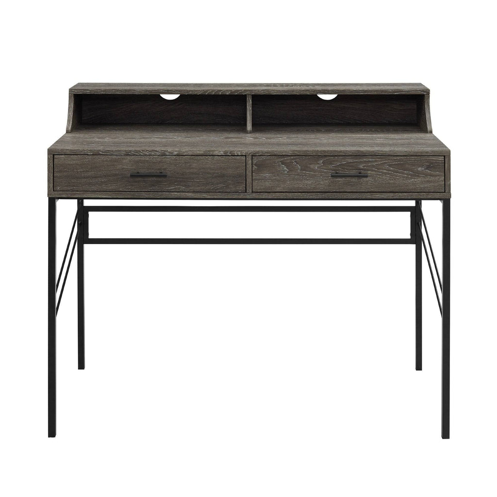 2-Drawer Desk and Hutch - Cerused Ash U66611