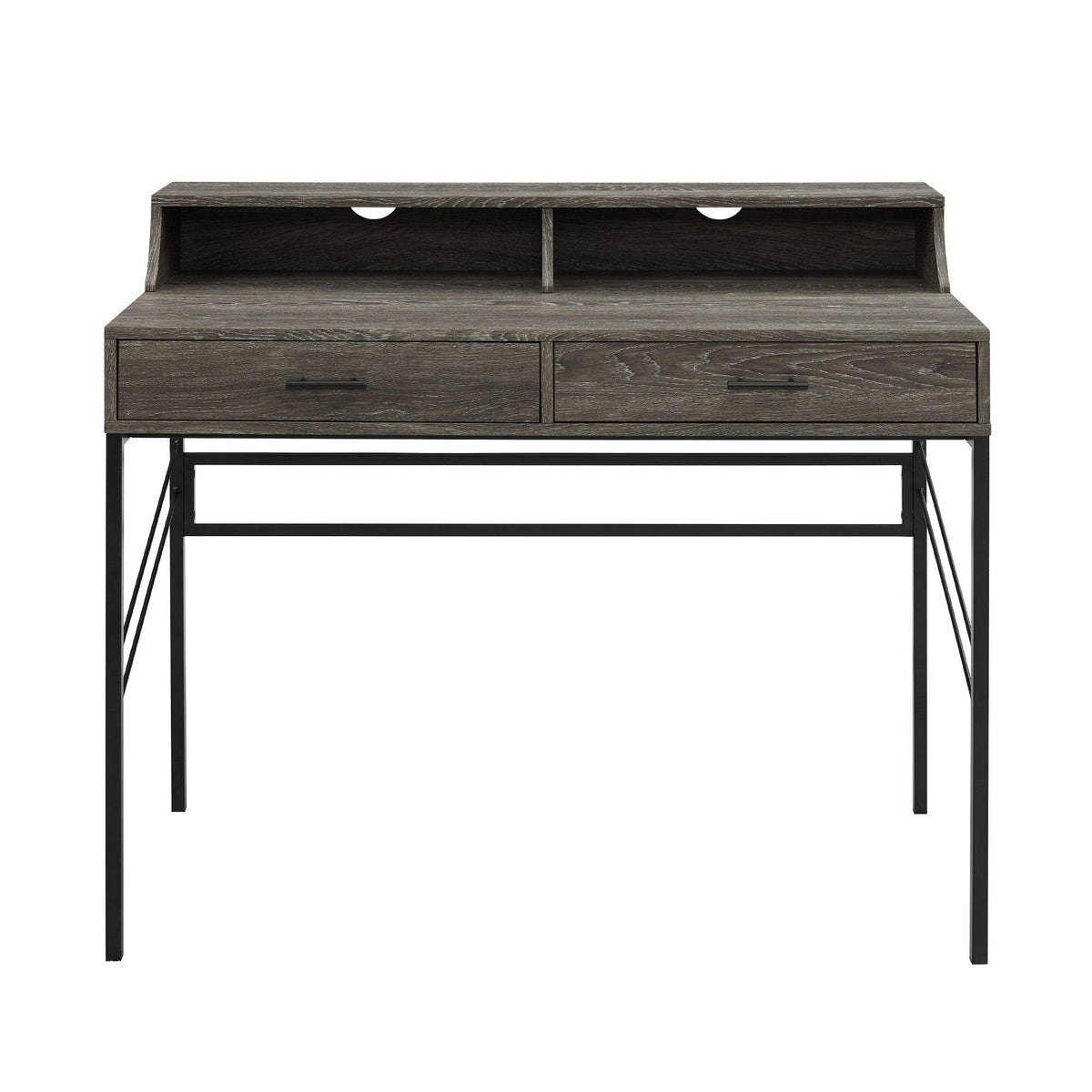 2-Drawer Desk and Hutch - Cerused Ash U66611