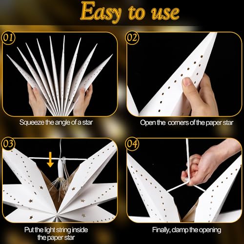 4 Pack 24 Inch Paper Star Lantern with 50 LEDs D4554
