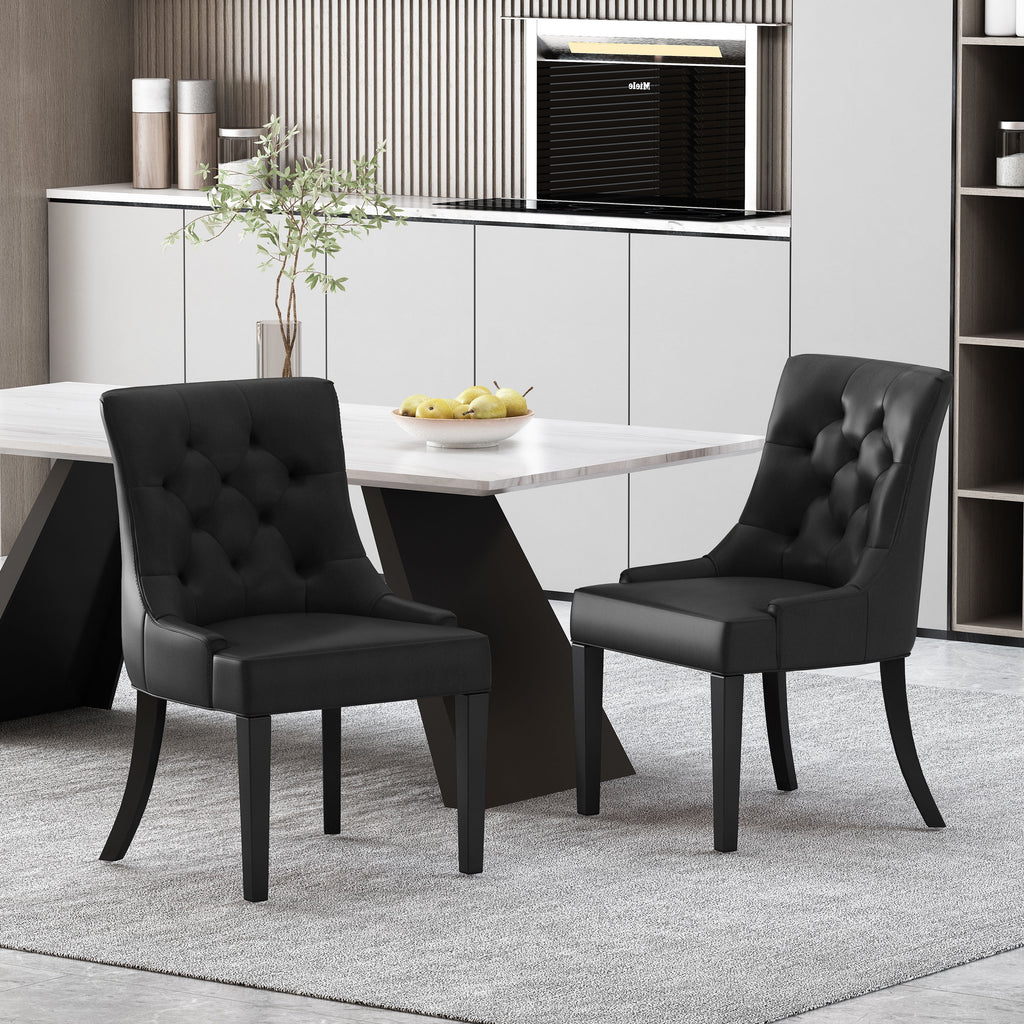 Faux Leather Dining Chairs, Set of 2, Midnight Black T1248