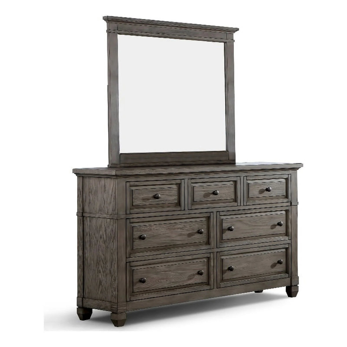 Gray Wood 7-Drawer Dresser with Mirror S95682