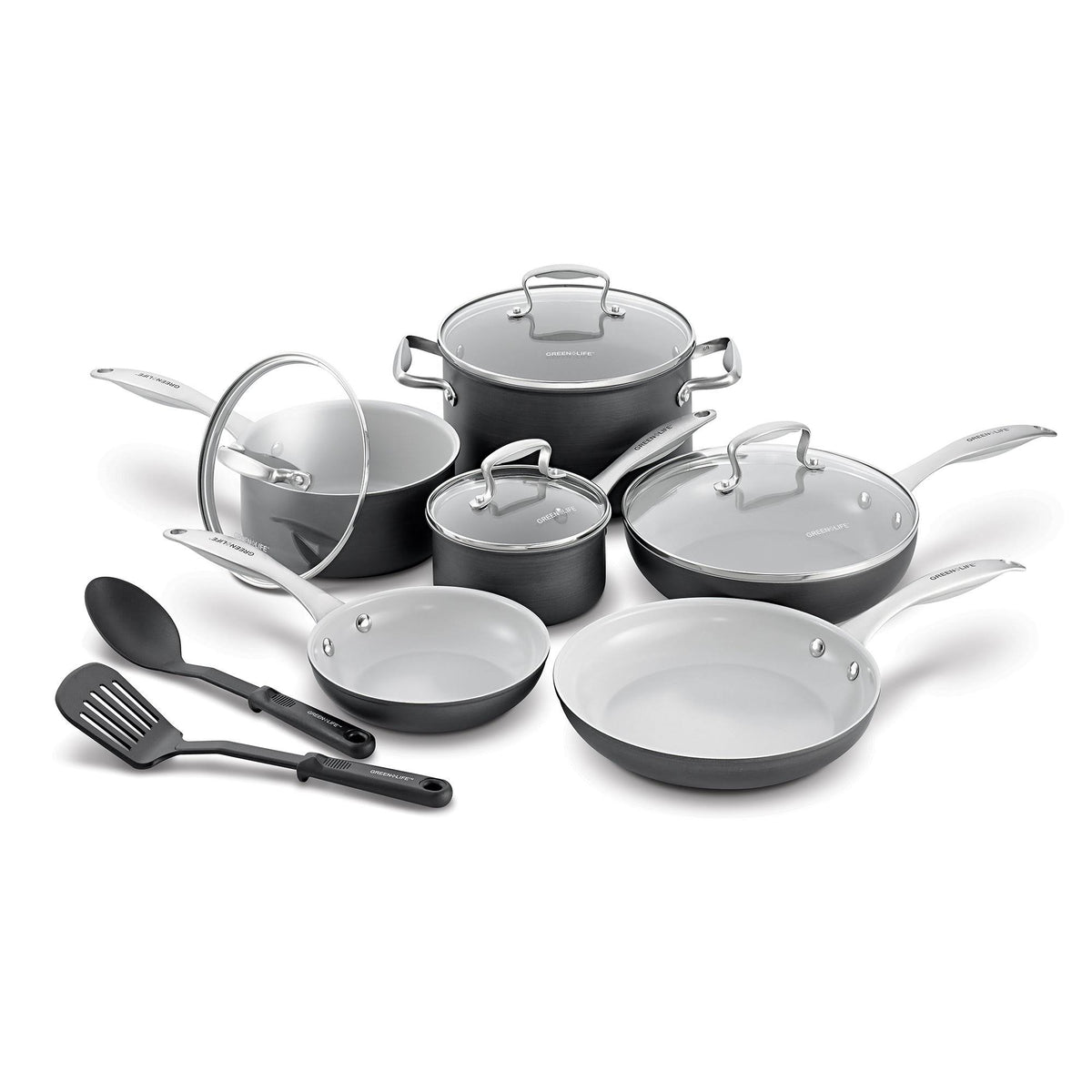Black 12-Piece Ceramic Cookware Set J777529