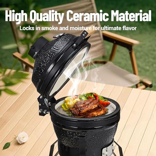 13-Inch Portable Ceramic Charcoal Grill with Stand V79997