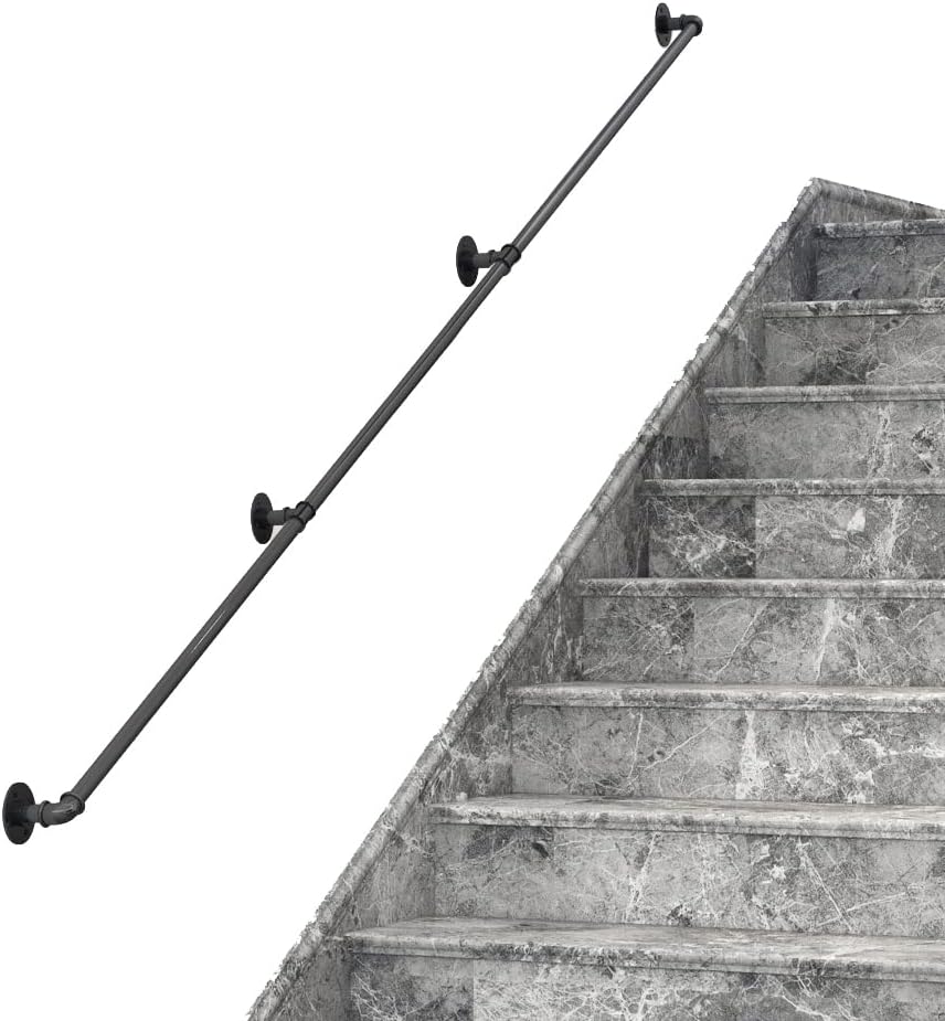 Black Pipe Staircase Handrail Pack of 2 D633635