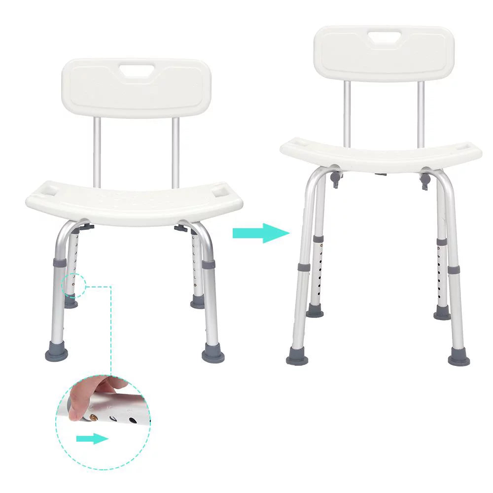 Adjustable Shower Chair Seat Bench with Removable Back U42731