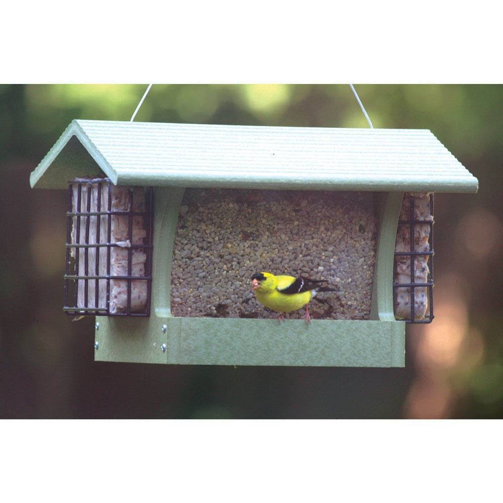 Recycled Medium Hopper Bird Feeder with Suet Cages U581