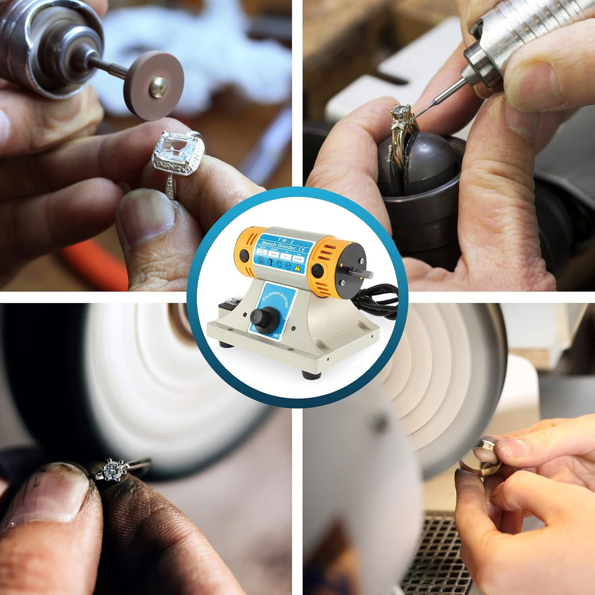 110V 350W 10000RPM Adjust Speed Bench Lathe Rock Polisher Grinder with Flexible Shaft I38191