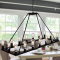 Black 10 Lights Rectangle Chandelier D2314