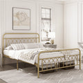 Black Metal Platform Bed Frame with Headboard and Footboard P7411
