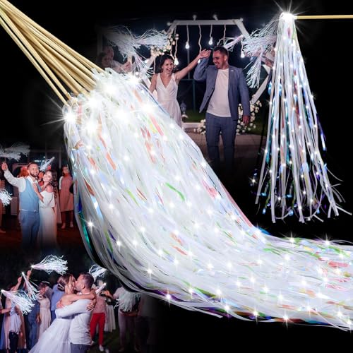 24 Pcs Lighted Wedding Wands White Tinsel L206