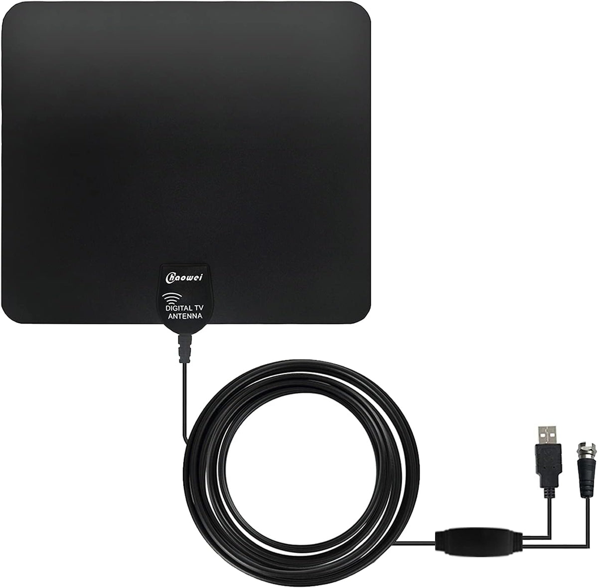 HD Digital TV Antenna with Built-in Signal Booster and 16.5 Feet Coaxial Cable, Pack of 2 E89815