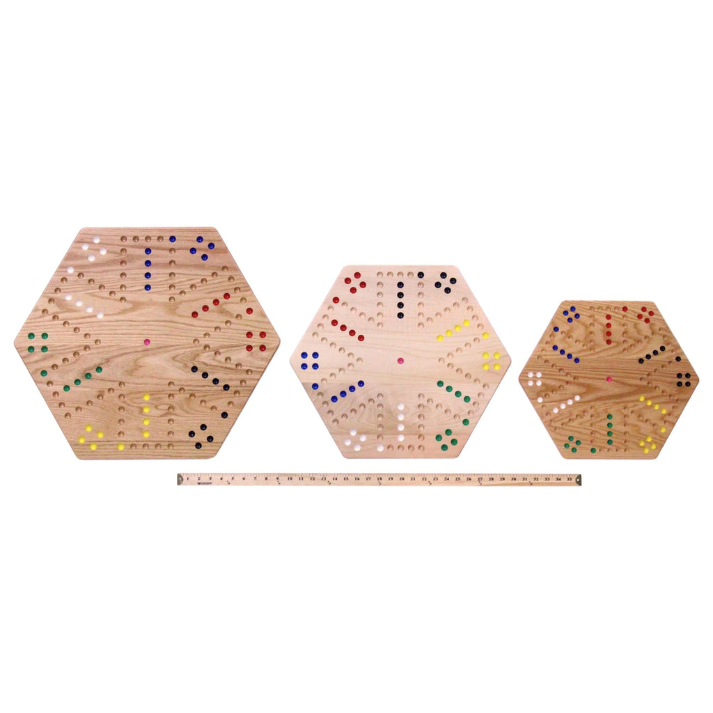 Large 24" Wooden Hand-Painted Aggravation Board Game with 22mm Marbles and Dice Y59664