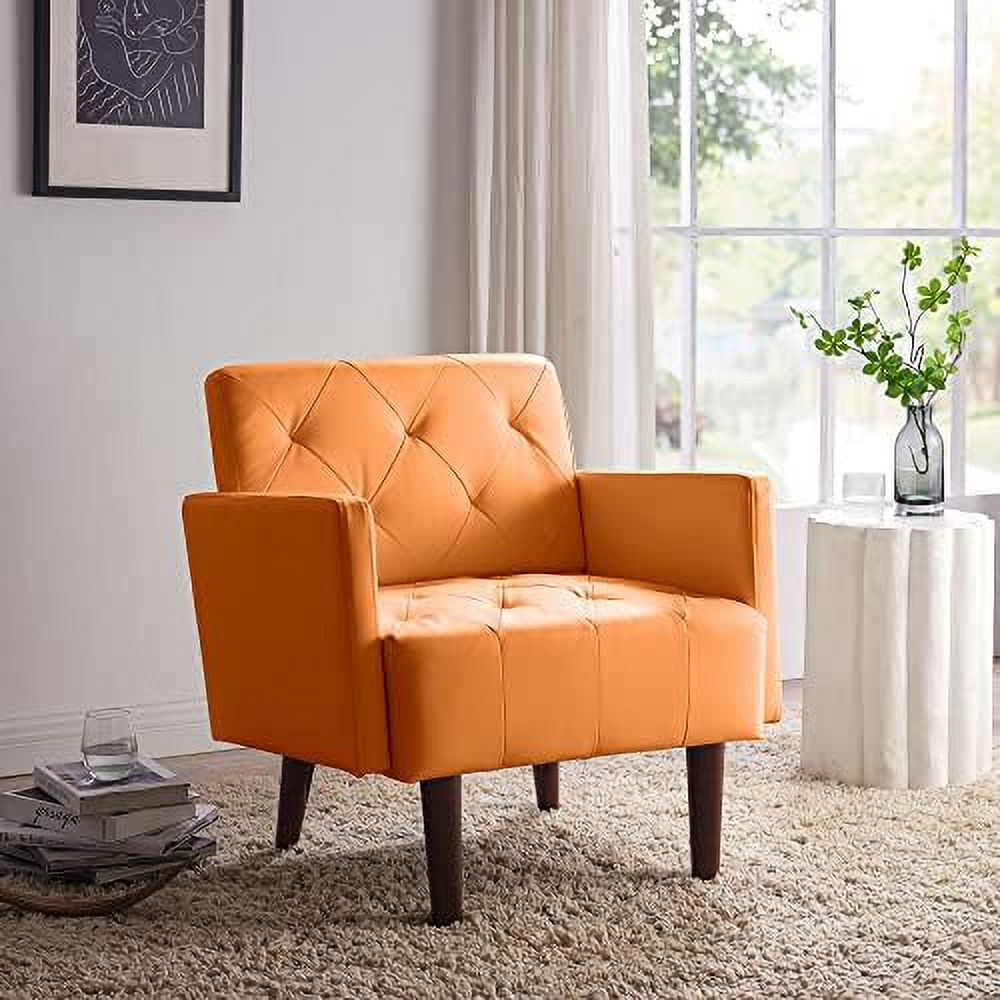 Faux Leather Tufted Accent Chair V407
