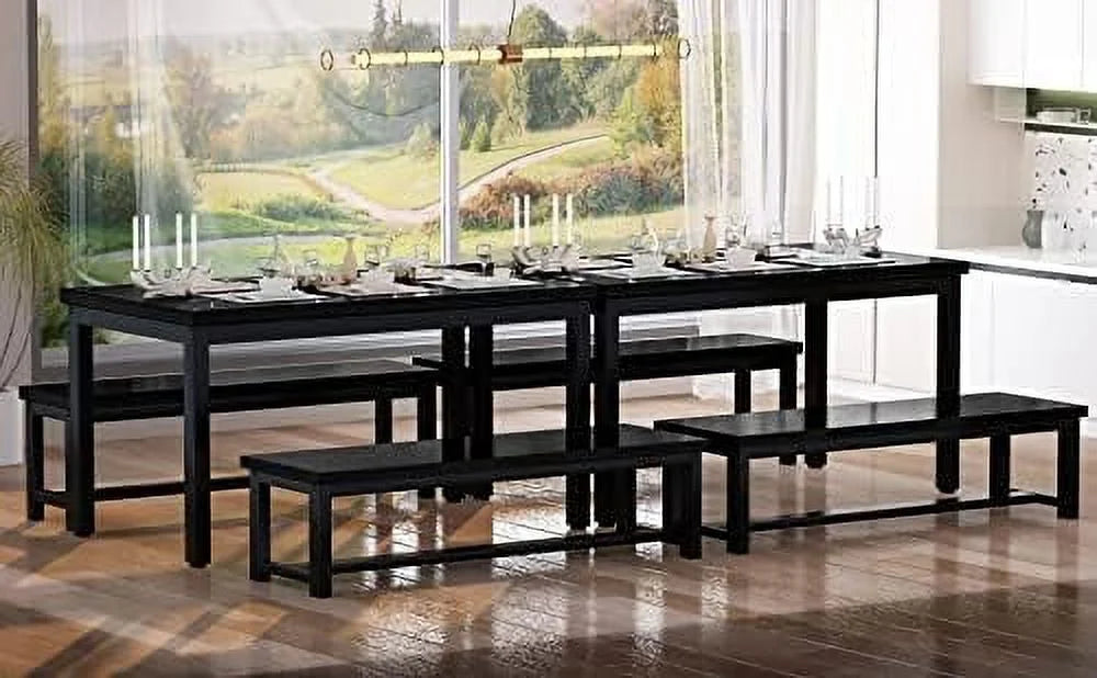 Black 4 Person Space Saving Kitchen Table Set with Rack M45531