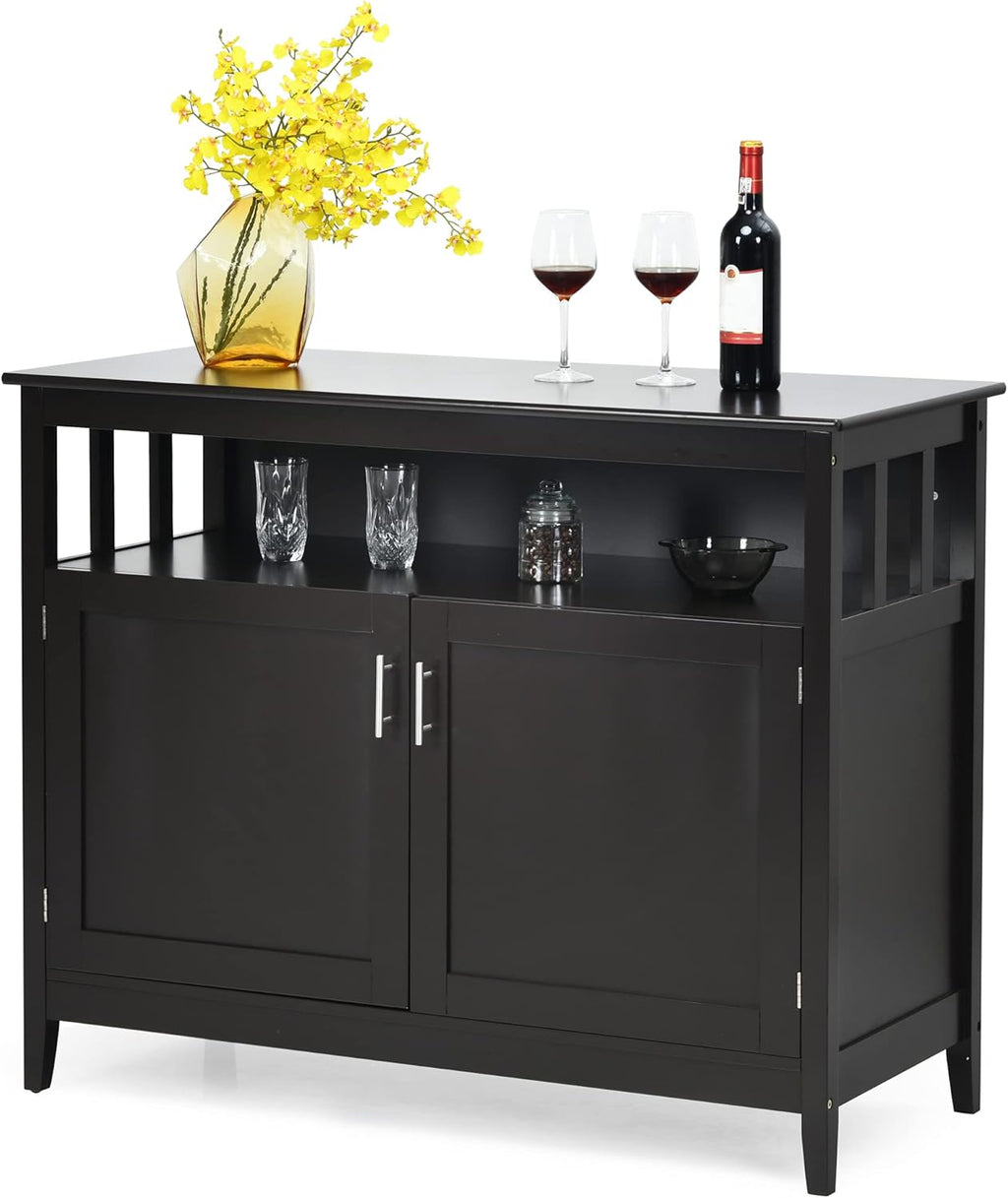 Brown Freestanding Buffet Cabinet with Adjustable Shelf Q736550