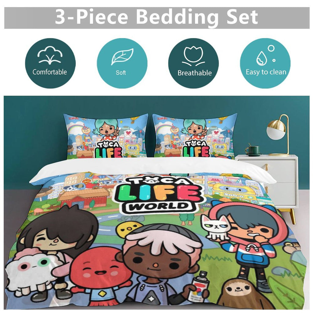 3 Pieces Bedding Sets With 1 Duvet Cover 2 Pillowcases T424556