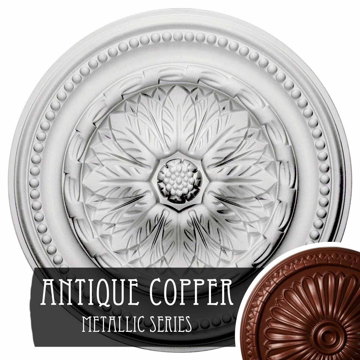 15 3/4 inch x 1 7/8 inch Hand-Painted Antique Copper Ceiling Medallion R419854