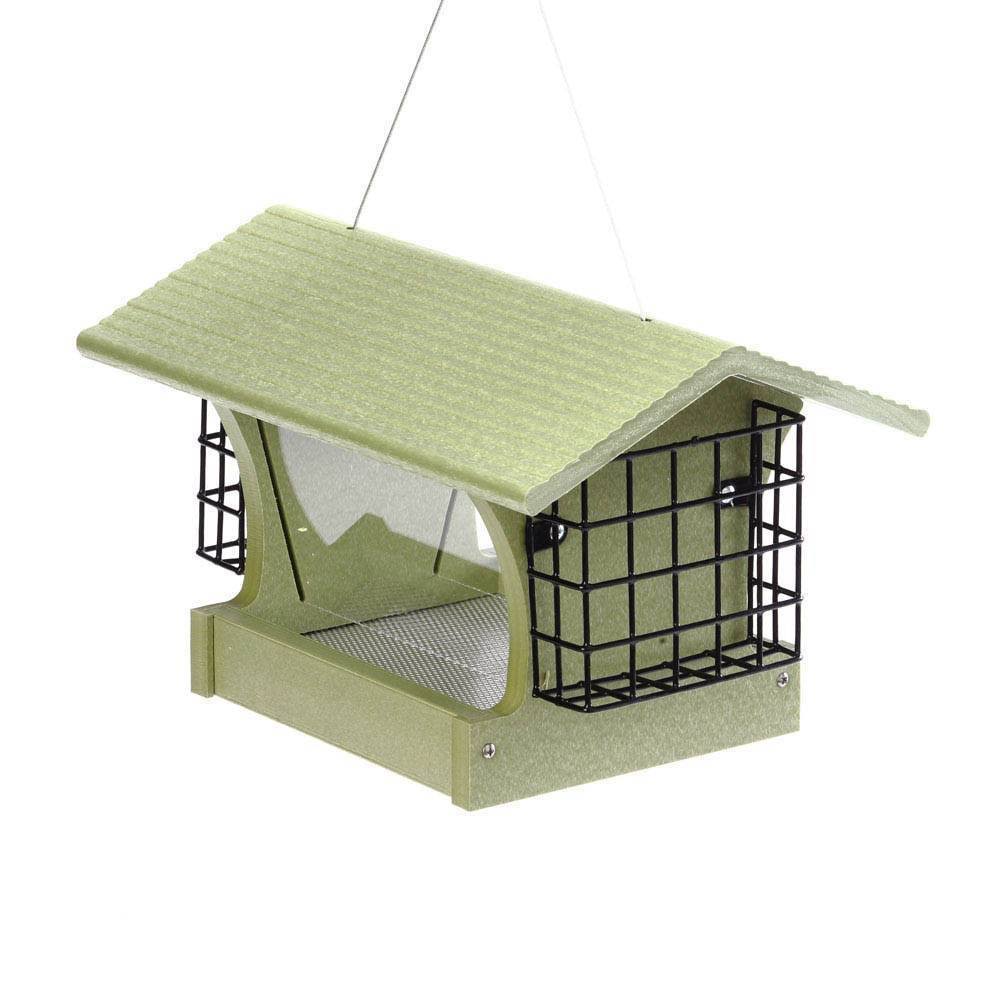 Recycled Medium Hopper Bird Feeder with Suet Cages U581