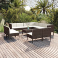12 Piece Brown Poly Rattan Sectional Outdoor Furniture Set R96772