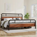 Light Brown King Size Metal Platform Bed Frame with Headboard N7065