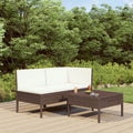3 Piece Poly Rattan Outdoor Sectional Sofa Set with Cushions Steel Frame K410