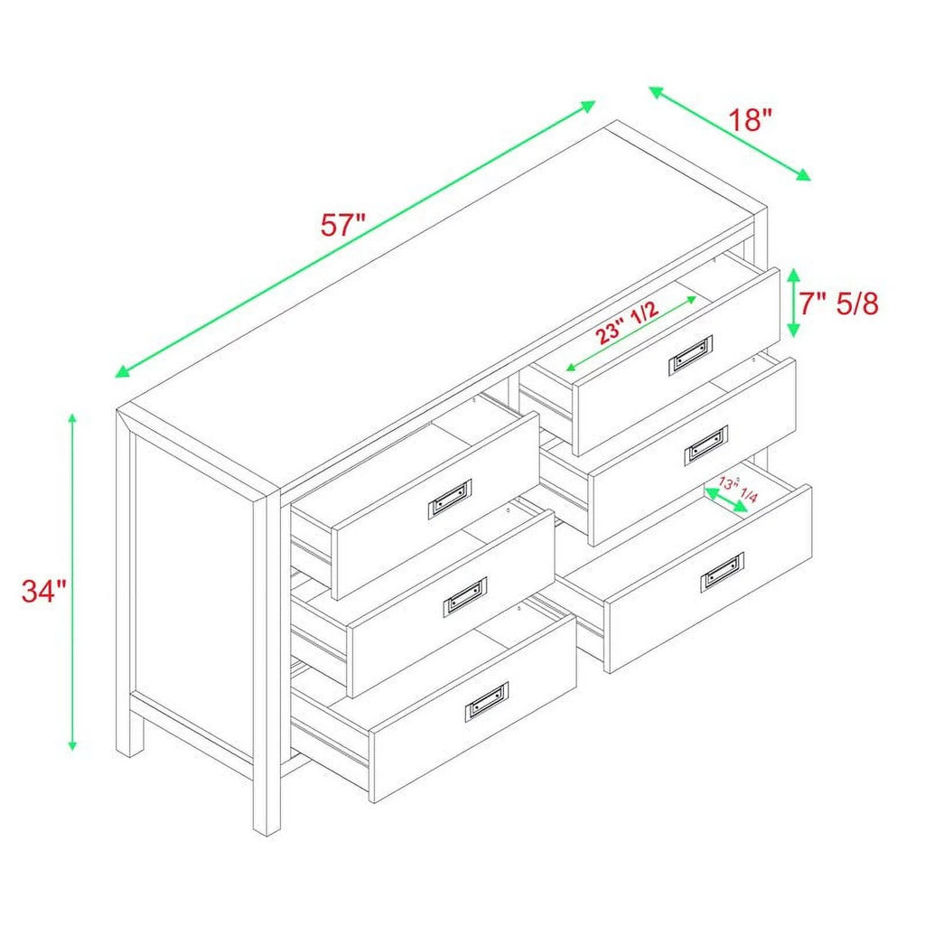 White 6-Drawer Solid Wood Dresser F488445