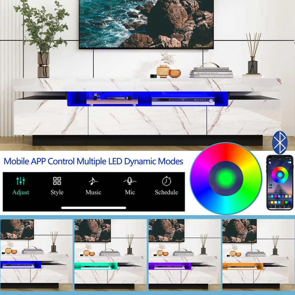 White High Gloss LED TV Stand with Storage B863955