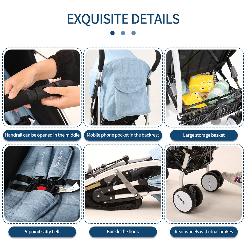 Blue Compact Lightweight Folding Umbrella Stroller E8341