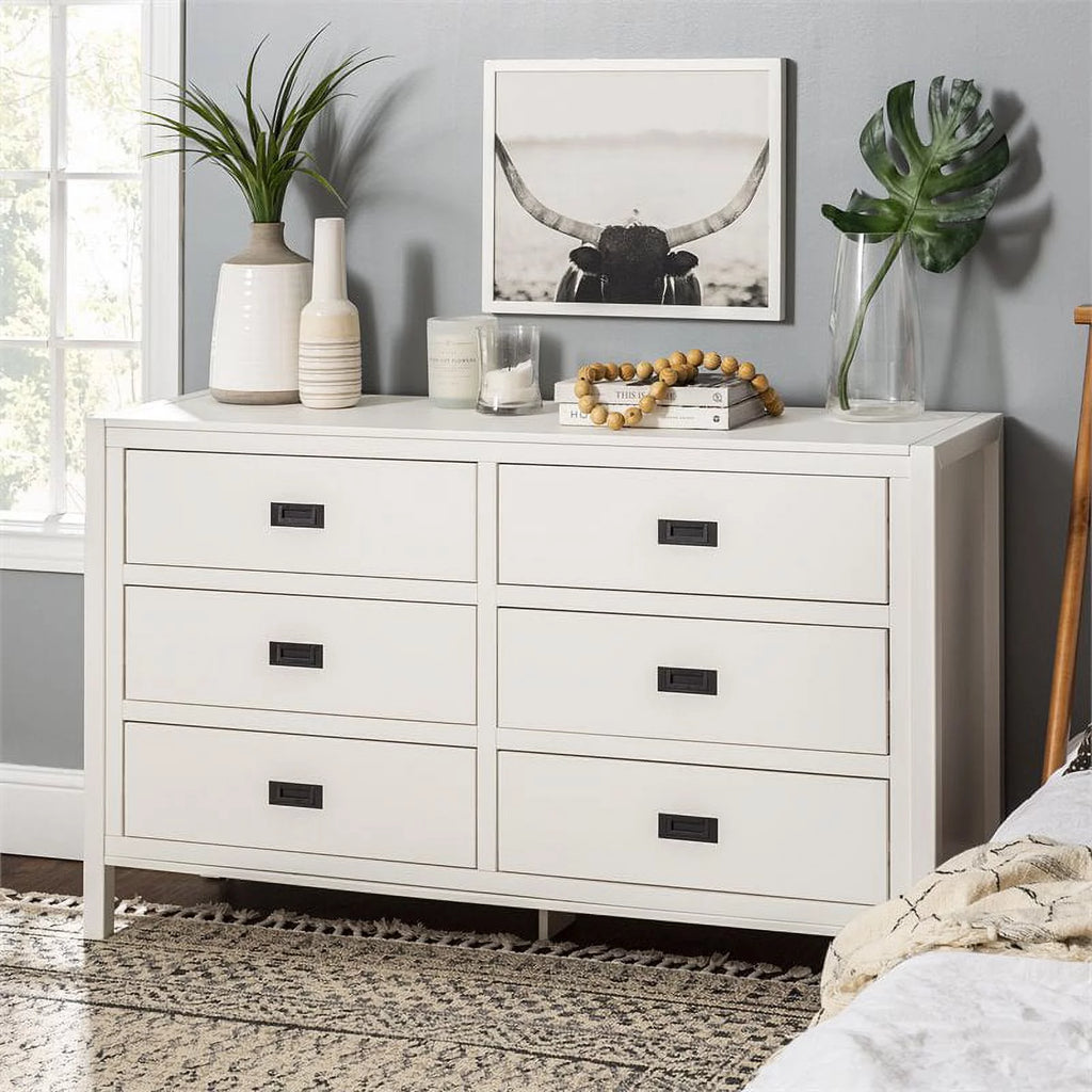 White 6-Drawer Solid Wood Dresser F488445