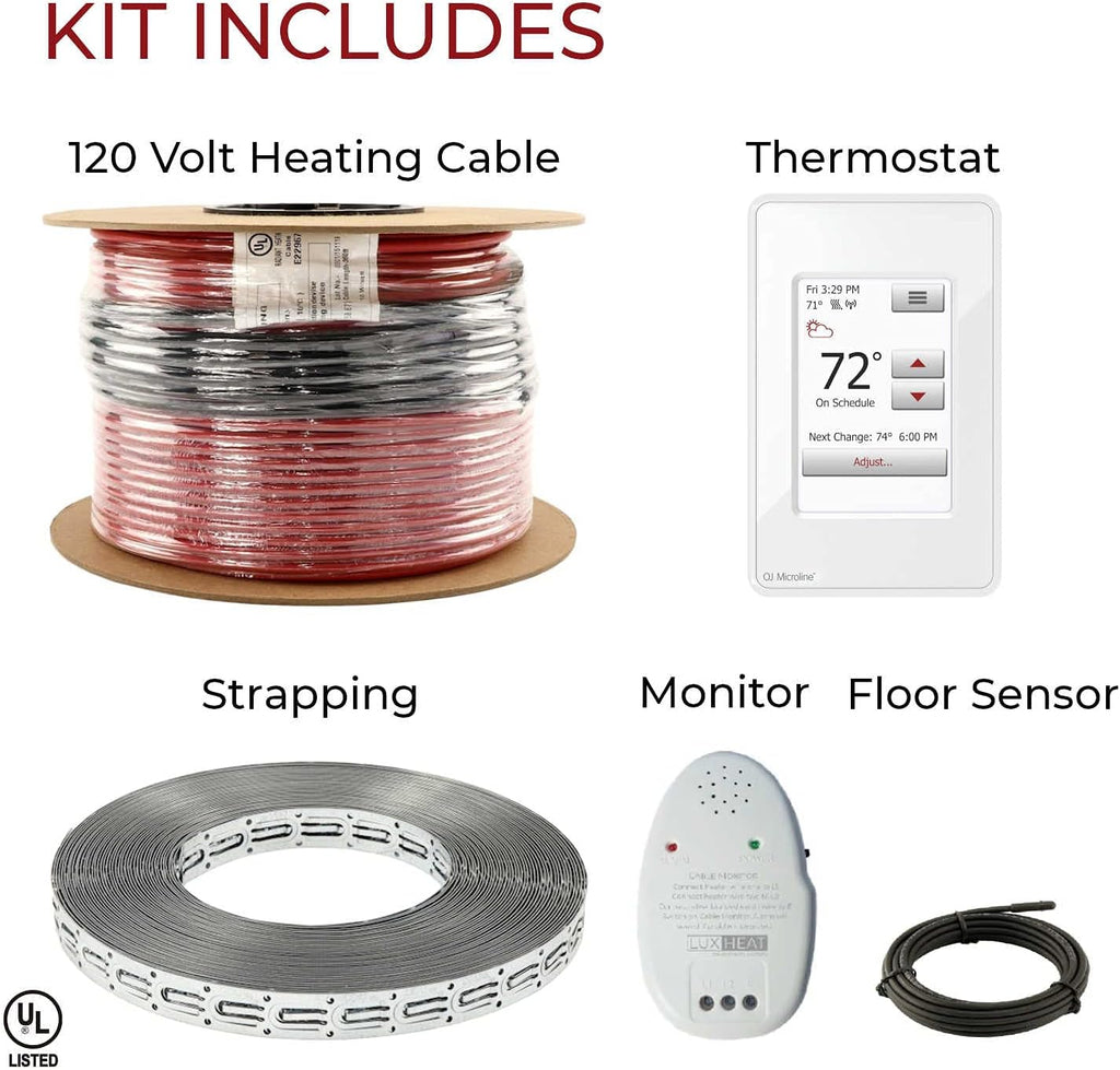 Electric Radiant Floor Heating Cable Set 20 Sqft with WiFi Programmable Thermostat P882937