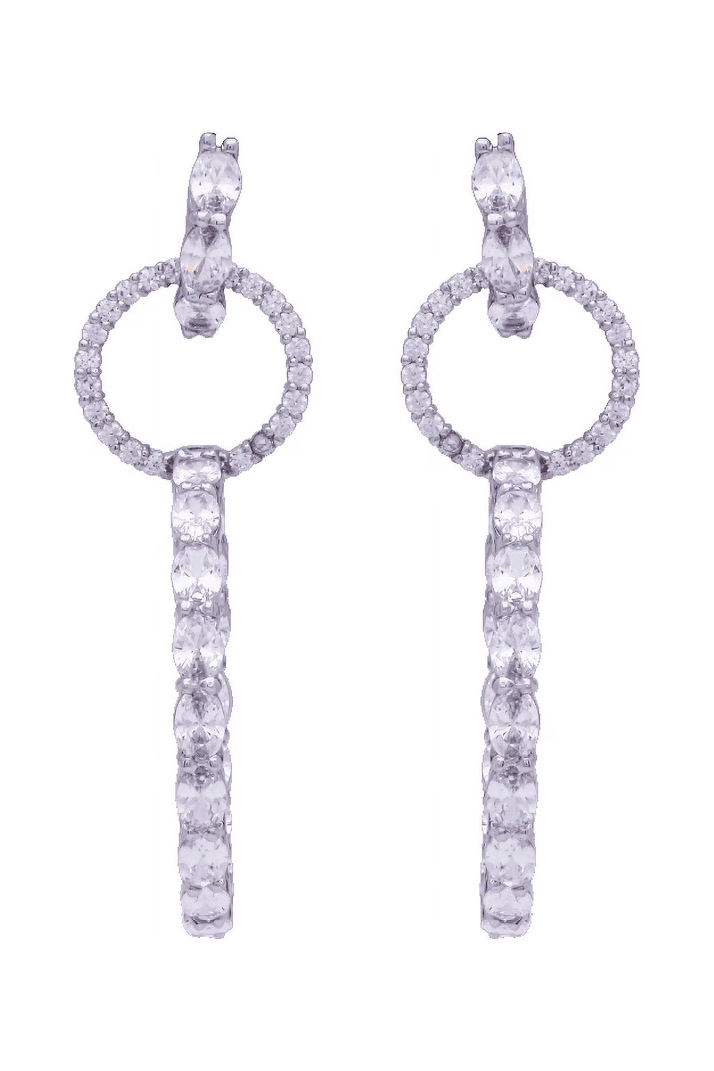 14k White Gold Circle Drop Diamond Earring T652