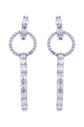 14k White Gold Circle Drop Diamond Earring T652