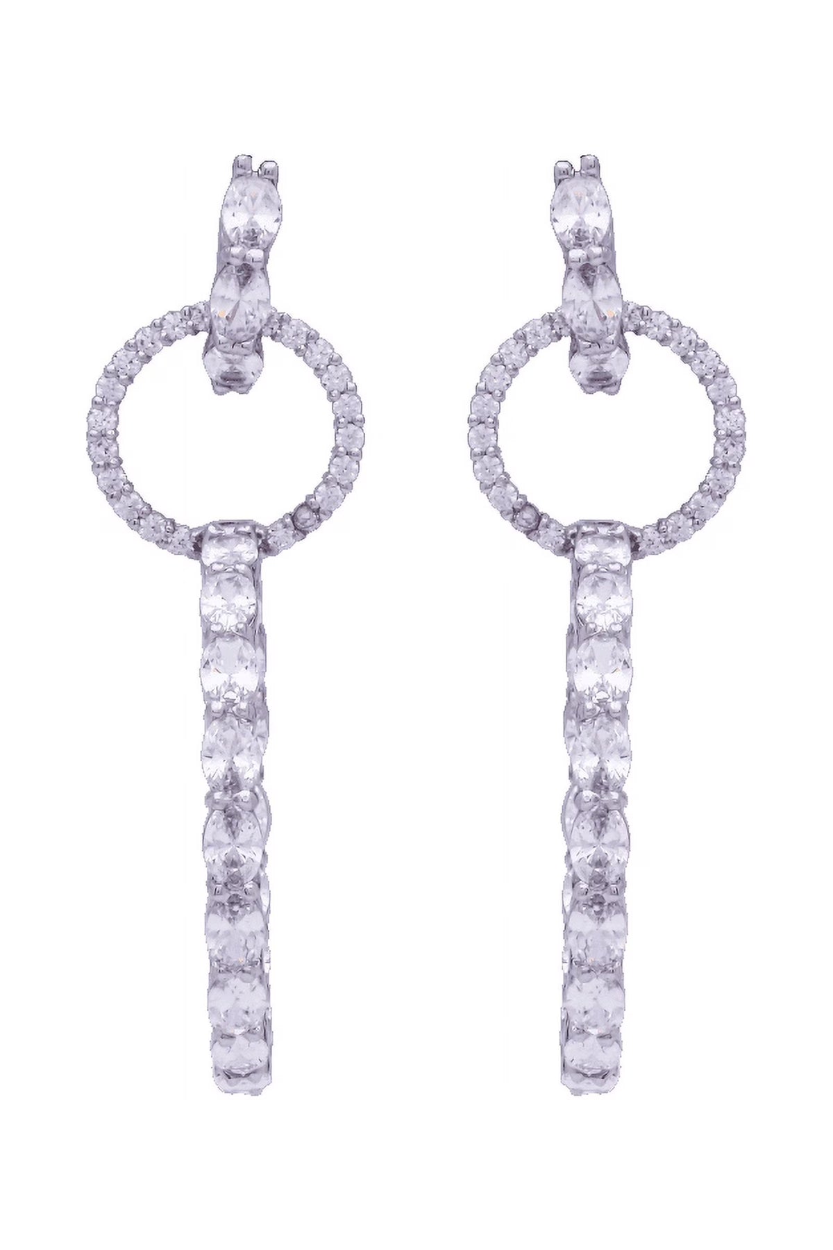 14k White Gold Circle Drop Diamond Earring T652