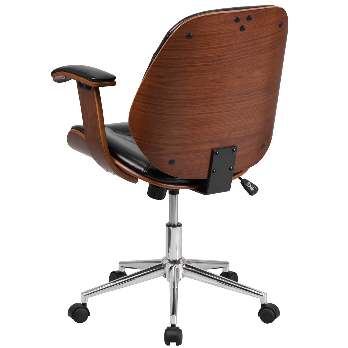 Black LeatherSoft Mid-Back Ergonomic Swivel Office Chair with Arms Z3726