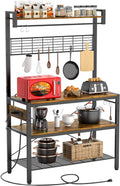 Rustic Brown 4-Tier Microwave Oven Stand with Hutch L73382