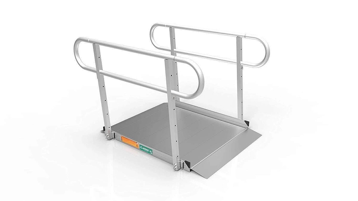 Portable Solid Surface Mobility Ramps with Two-Line Handrails - 3 Foot Z359