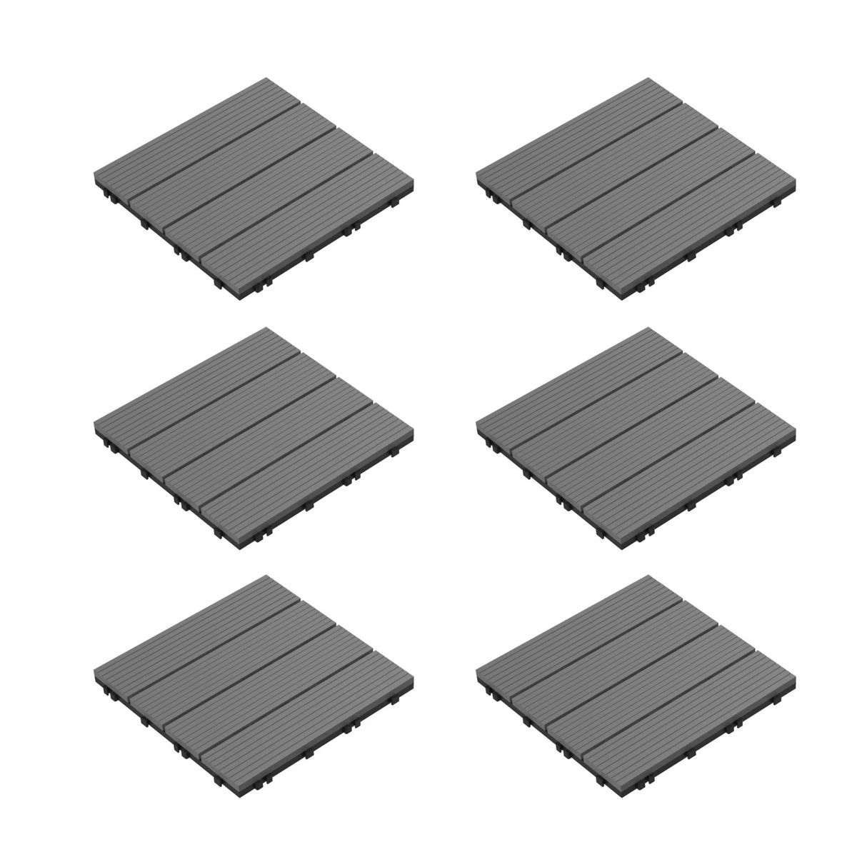 6-Pack Interlocking Weather-Resistant Deck Tiles Dark Gray Square F512