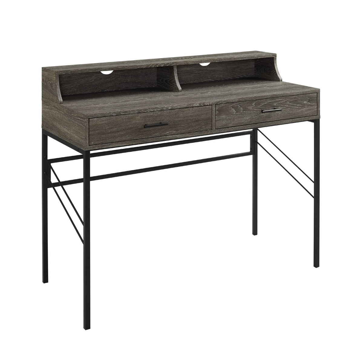 2-Drawer Desk and Hutch - Cerused Ash U66611