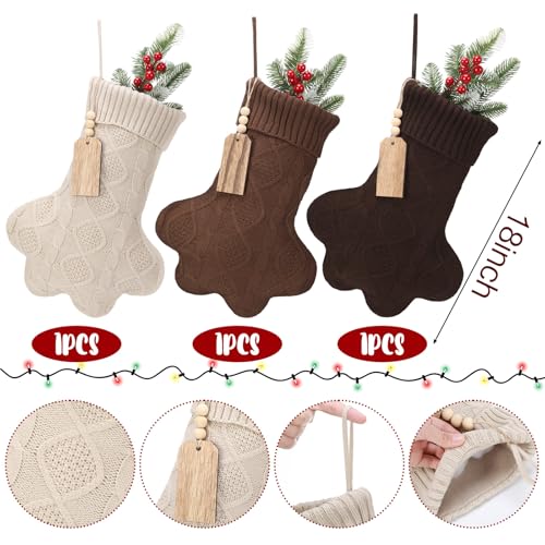 3 Pack 6 inch Knitted Christmas Stockings with Tag G151