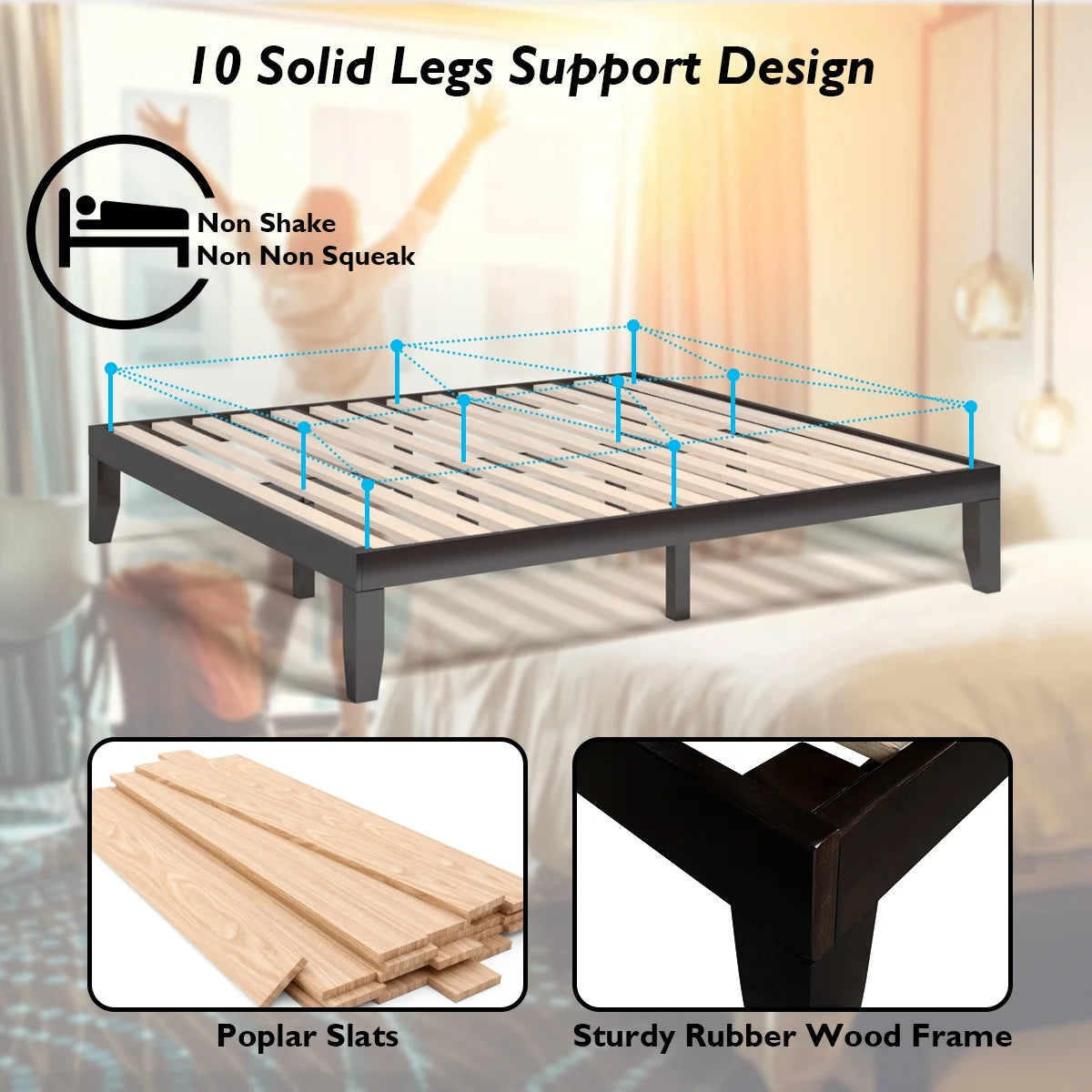 King Size 14'' Wooden Bed Frame H876