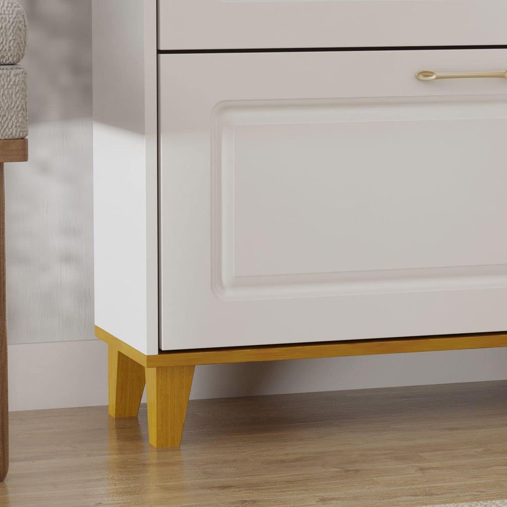 White-Walnut 3 Compartment Shoe Storage Cabinet with Locker F39692