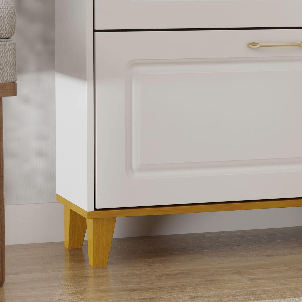 White-Walnut 3 Compartment Shoe Storage Cabinet with Locker F39692